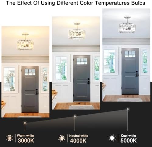 Lxybcce Modern Crystal Ceiling Light, Chrome Semi Flush Mount Ceiling Lighting - Image 5