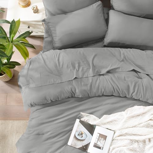 Andency Queen Comforter Set, 7 Pieces Medium Grey Bedding - Image 2