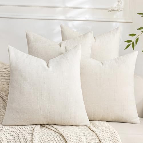 Set of 4 Soft Textured Decorative Throw Pillow Covers 18x18 Inch Cozy Farmhouse by Cozoomy