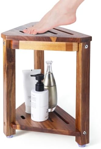 Shower Foot Rest 13.5in, Acacia Wood Shower Stool by Yaoyiizy