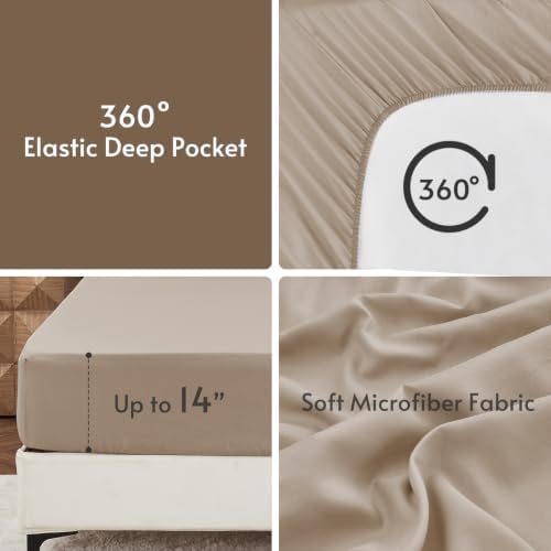 Twin Comforter Set 5-Piece, Reversible Bed in a Bag, Light Brown/Dark Linen - Image 7