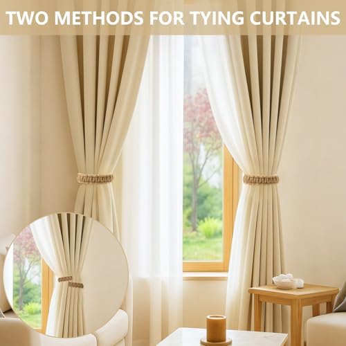 6 Pack Braided Curtain Tieback Elegant Boho Rustic Drapes Holdback - Image 6