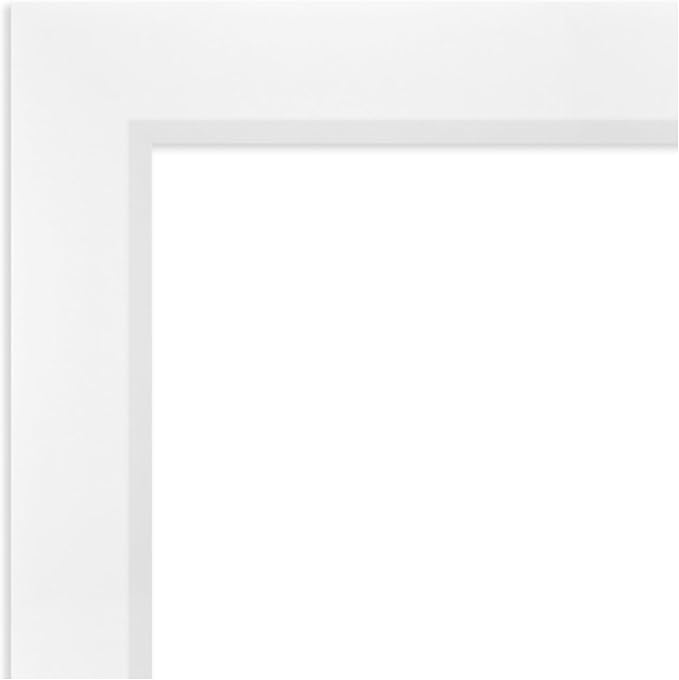 Amanti Art White Bathroom Mirror for Over Sink, 36x46 Sloped White Rectangle Vanity Mirror, X-Large Modern Contemporary Frame, Hangs Horizonally and Vertically, Bathroom Wall Decor, Beveled Edge
