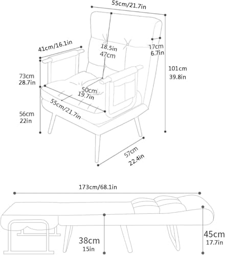 Compact Convertible Folding Chair Bed - Image 2