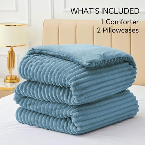 BEDELITE Fleece Queen Comforter Set, Fluffy Bed Set - Image 6