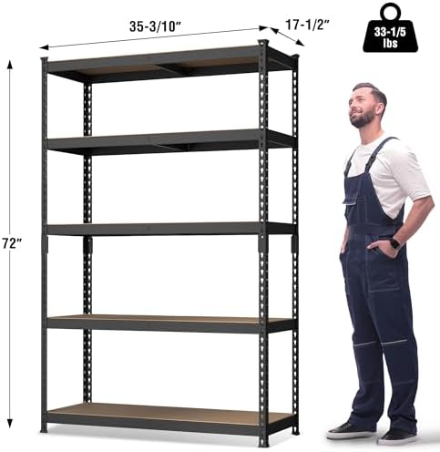 WORKPRO Shelving with MDF Board, 35-3/10”W x 17-1/2”D x 72”H, 1650LBS Load - Image 3
