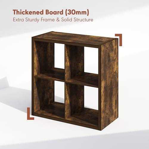 Furinno Cubicle Record Player Stand, 4-Cube Record Storage, Amber Pine - Image 5