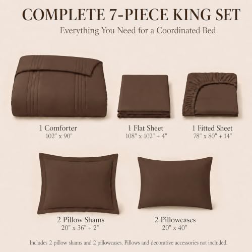 CozyLux King Size Comforter Set Brown - Image 2