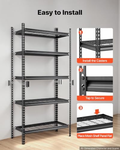 VEVOR Storage Shelves, 5-Tier 2000 lbs Garage Shelving 36 x 16 x 71.4 in - Image 3