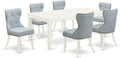 East West Furniture LGSI7-LWH-15 7 Piece Dining Room Set Consist of a Rectangle Wooden Table with Butterfly Leaf and 6 Baby Blue Linen Fabric Parson Dining Chairs, 42x84 Inch, Linen White
