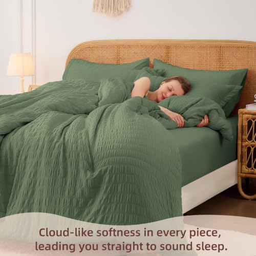 King Size Comforter Set with Sheets, Olive Green - Image 3