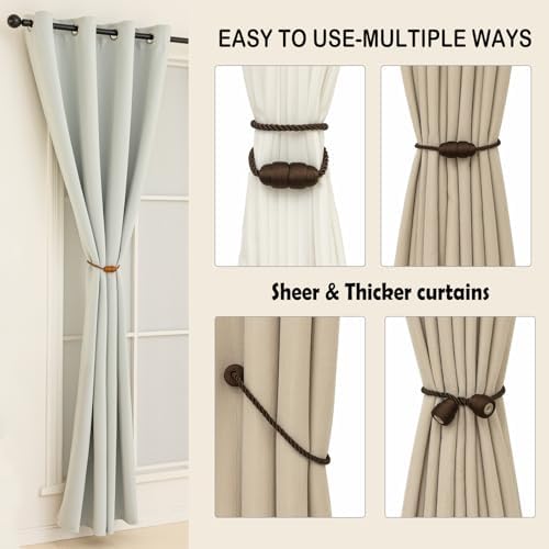 Magnetic Curtain Tiebacks Rope Tie Backs 4 Pack Decorative Window Holdbacks - Image 5