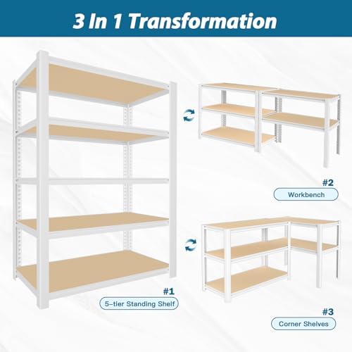 PrimeZone 24"W x 16"D x 59"H Closet Storage Shelves, 5-Tier Metal Shelving - Image 6