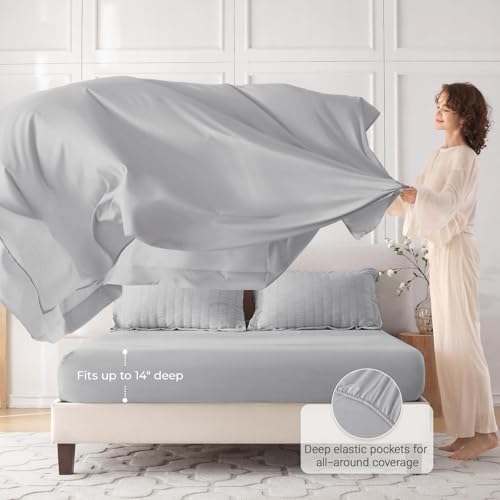 MUXHOMO Twin XL Comforter Set 5 Pieces, Seersucker Bed in a Bag, Light Grey - Image 3