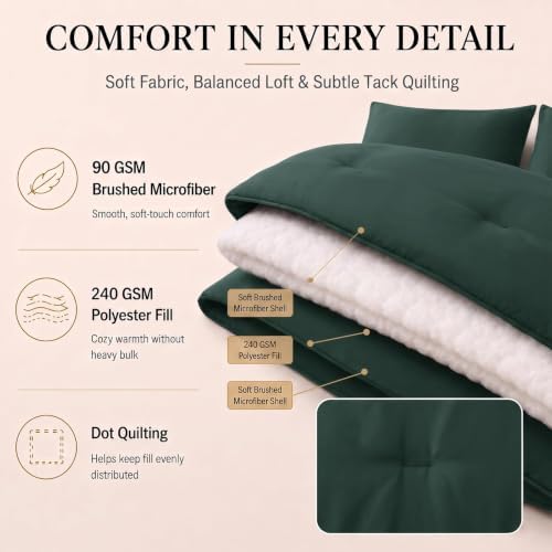 CozyLux Full Size Comforter Set Forest Green, 7 Pieces Bed in a Bag - Image 3