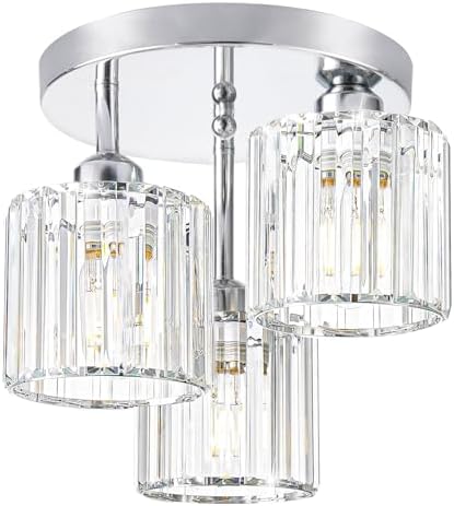 Lxybcce Crystal Ceiling Light Fixture, Chrome Semi Flush Mount Ceiling Light by Unknown