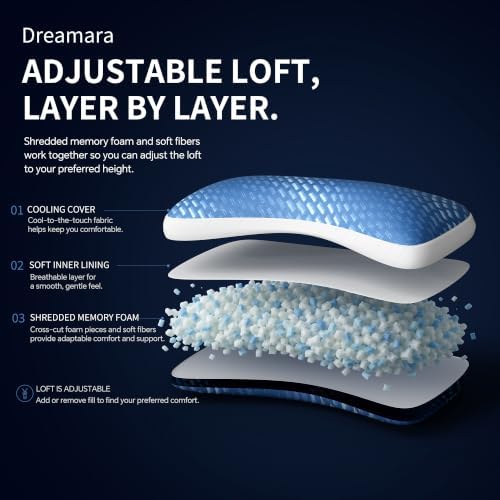 Dreamara Side Sleeper Pillow, Cooling Crescent Memory Foam Queen Pillow 1PK - Image 4