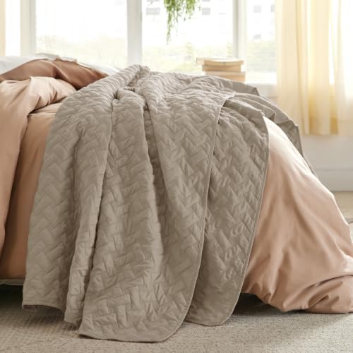 Bedsure Quilts Queen Size, Lightweight Comforter Set, Taupe Bedspread - Image 6