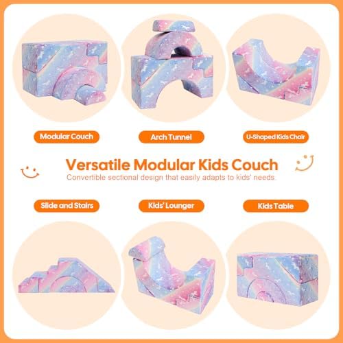 MeMoreCool Unicorn Rainbow Kids Couch, Modular Glow Sofa - Image 4