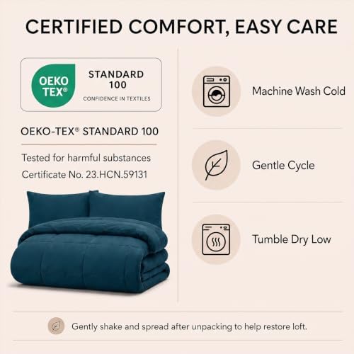 CozyLux Queen Comforter Set Lyons Blue - Image 6