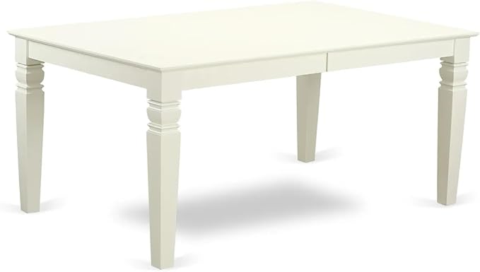 East West Furniture LGDA9-LWH-29 9 Piece Dining Table Set Includes a Rectangle Wooden Table with Butterfly Leaf and 8 Polyester Fabric Upholstered Chairs, 42x84 Inch, linen white