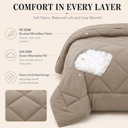 CozyLux Twin XL Comforter Set 68"x88" Khaki - Image 3