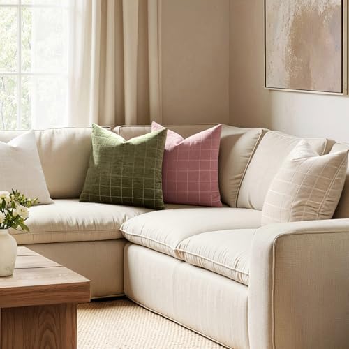 MIULEE Christmas Olive Green Plaid Decorative Throw Pillow Covers - Image 4