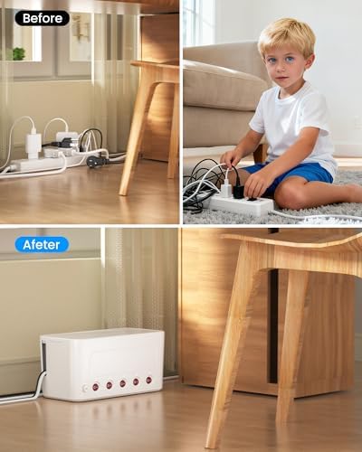 Power Strip with Cable Management Box, Large Cord Organizer Box - Image 6