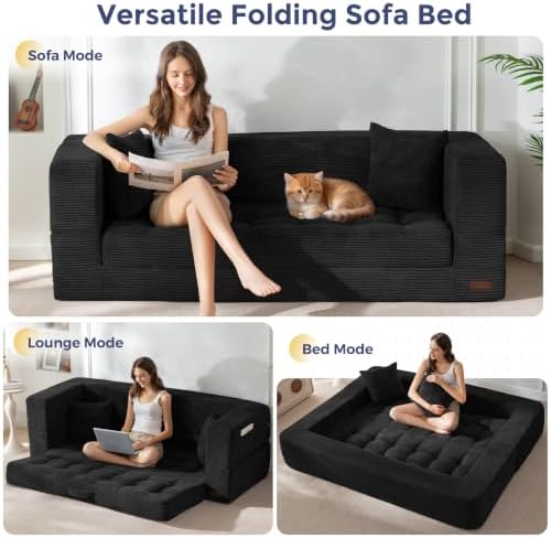 MAXYOYO 74.8" Folding Sofa Bed, Convertible Boneless Couch - Image 4