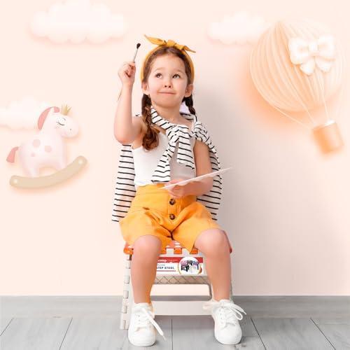 Folding Step Stool 9 Inch for Kids, 300 lbs, Bicolor Orange - Image 5