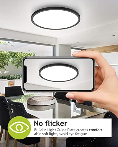 hepside 2PACK Flush Mount LED Ceiling Light Fixture Black, 12Inch 28Watt - Image 4