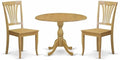 East West Furniture DMAV3-OAK-W 3 Piece Kitchen Table Set for Small Spaces Contains a Round Dining Room Table with Dropleaf and 2 Dining Chairs, 42x42 Inch, Oak