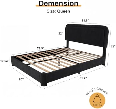 WEUP Queen Size Boucle Bed Frame, Upholstered Cloud Bed Frame - Image 2
