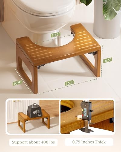 AmazerBath 8.5 Inches Bamboo Toilet Stool Squat - Image 2