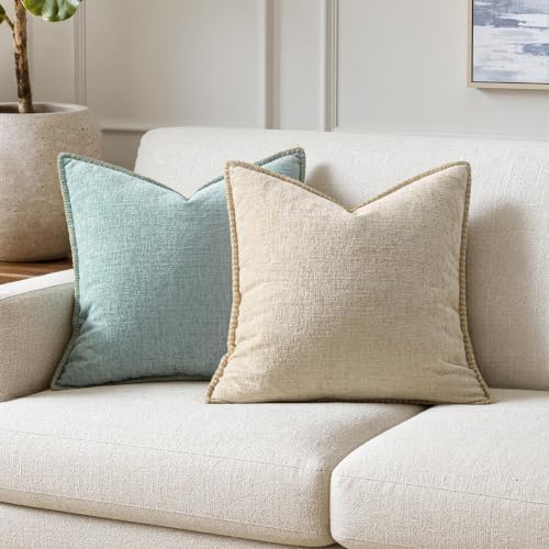 MIULEE Decorative Euro Sham Pillow Covers 26x26 Inch Beige 2 Pack - Image 4