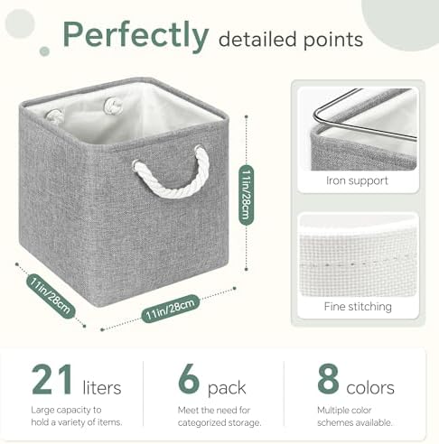 11 inch Cube Storage Bin with Handles 6 Pack - Image 4