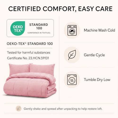 CozyLux Queen Comforter Set Pink - Image 6
