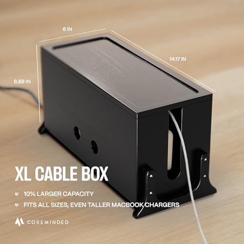 COREMINDED Extra Large Cable Management Box, Wood Cord Hider Box & Organizer - Image 4
