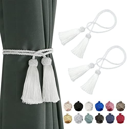 BEL AVENIR 2 Pack Handmade Rope Tassel Curtain Tiebacks by BELAVENIR