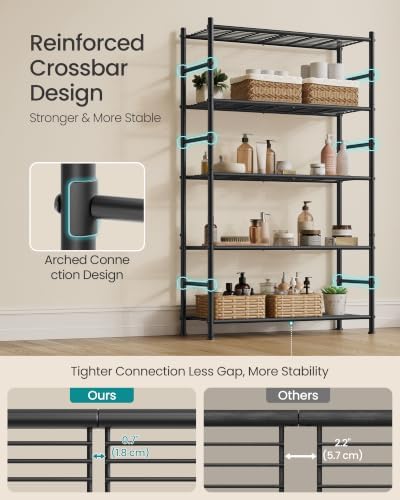 SONGMICS 5-Tier Storage Shelves, Adjustable Metal Wire Shelving Unit - Image 5