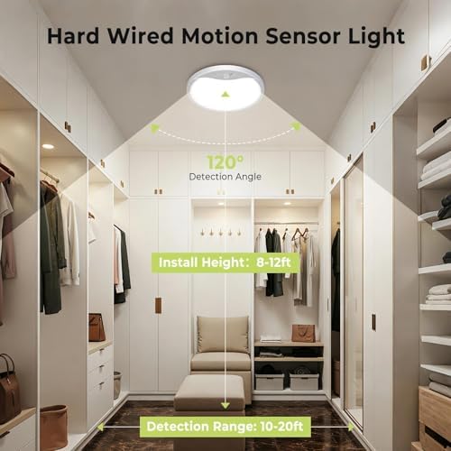 4 Pack Motion Sensor Ceiling Light Wired, 3000K/4000K/6500K LED Flush Mount - Image 4