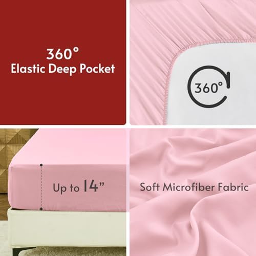 MUXHOMO Super King Comforter Set 7 Pieces, Hot Pink/Baby Pink - Image 7