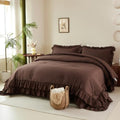 Cupocupa Brown Double Ruffle Comforter Set Twin XL, 2 Piece Bedding by CupocupaHomeCollection