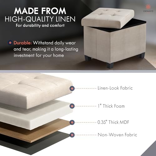 Ornavo Home Small Rectangle Storage Ottoman - Image 5