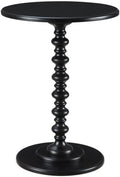 Convenience Concepts Palm Beach Spindle 17.75" Traditional Round End Living Room, Turned Solid Wood Side, Classic Display Pedestal Table, Black