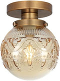 Semi Flush Mount Ceiling Light, Amber Globe Glass Close to Ceiling Light by Daunton