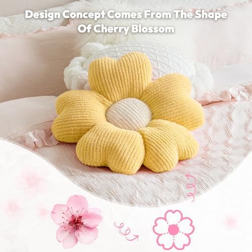 Sioloc Flower Throw Pillow, Fun Daisy Pillow, 25.6" Large Yellow Cute - Image 6