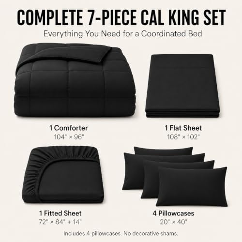 CozyLux California King Comforter Set Black - Image 2