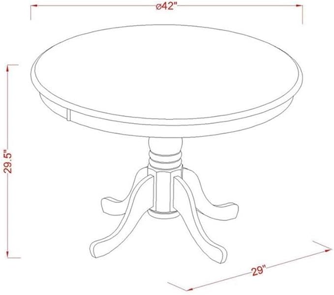 East West Furniture HBNF5-LWH-W 5 Piece Modern Dining Table Set Includes a Round Wooden Table with Pedestal and 4 Dining Room Chairs, 42x42 Inch, Linen White