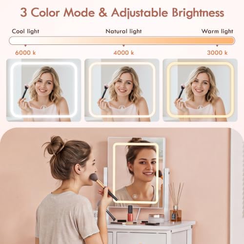 19.7"W Small White Makeup Vanity Desk - Image 3